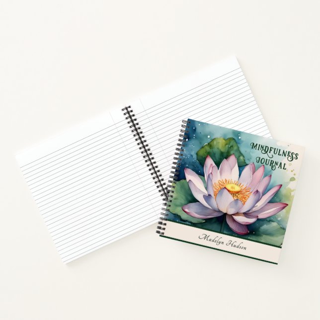 Aquarelle Lotus rose Fleur Mindfult Journal (Intérieur)