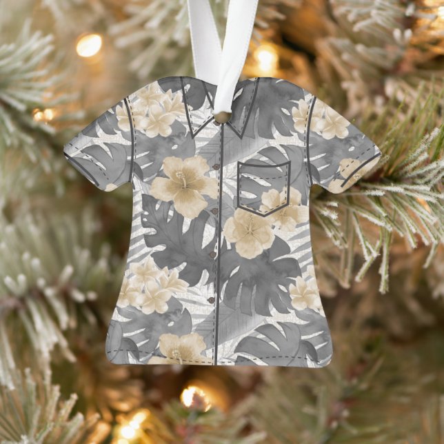 Aquarelle Luana Tropical Floral Aloha Shirt- Grey (Arbre)