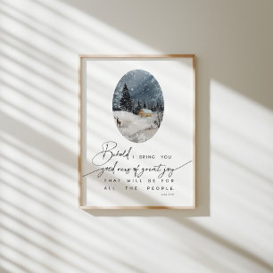 Aquarelle Luke 2:10 affiche de Noël