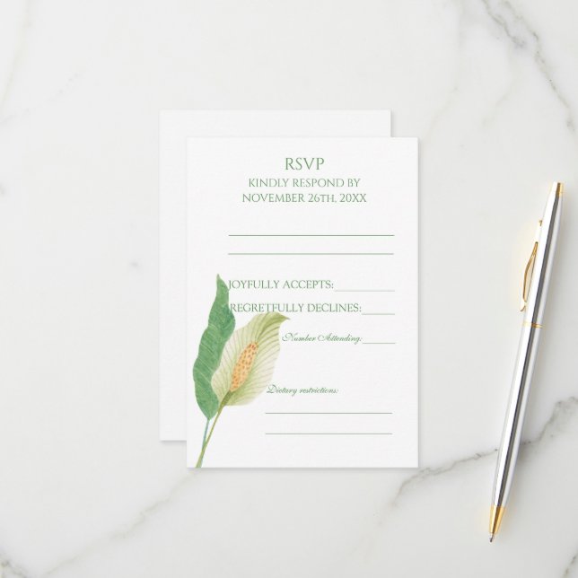 Aquarelle lys blanc de la paix réponse au mariage  (Devant/Arrière en situation)