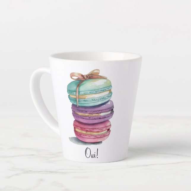 Aquarelle Macaron Oui ! Tasse latte (Angle gauche)