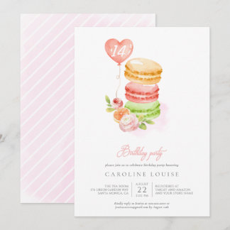 Aquarelle Macarons Anniversaire Fête Invitation