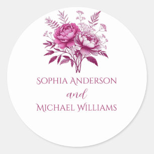 Aquarelle Magenta Peony - Stickers Mariage