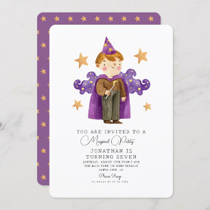 Aquarelle Magicien Assistant Boy Invitation d'anni