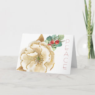 Aquarelle Magnolia avec Berries Carte de Noël,