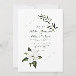 Aquarelle Magnolia Mariage Invitations
