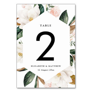 aquarelle magnolias mariage numéro de table