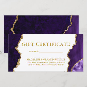 Aquarelle Marbre pourpre Gold Certificat cadeau