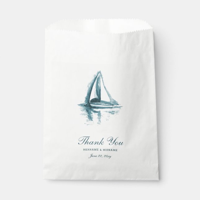 Aquarelle Mariage bateau Merci Favoriser les sacs (Devant)