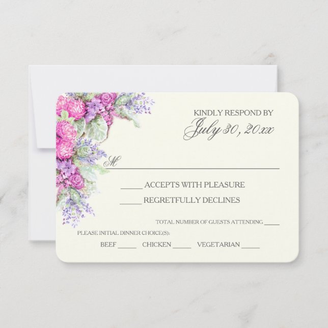 Aquarelle mariage Bouquet RSVP (Devant)