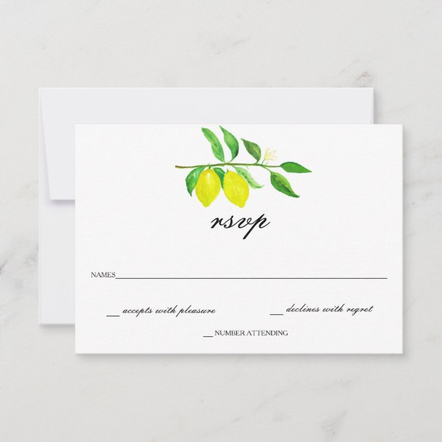 Aquarelle Mariage Citrus/Citron RSVP (Devant)