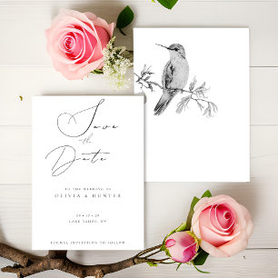 Aquarelle Mariage de colibri Enregistrer la carte