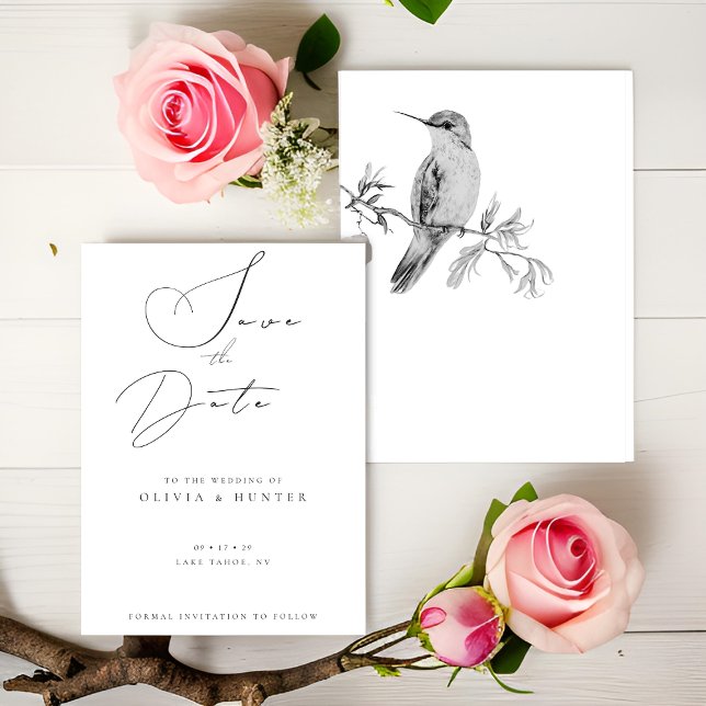 Aquarelle Mariage de colibri Enregistrer la carte  (Créateur téléchargé)