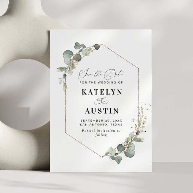 aquarelle mariage eucalyptus enregistrer la carte  (Créateur téléchargé)