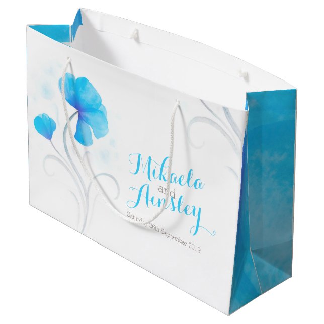 Aquarelle mariage marié mariés bleu nom sac cadeau (Dos Angle)