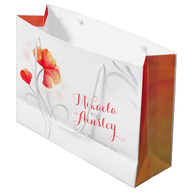 Aquarelle mariage orange couples nom sac cadeau (Devant Angle)