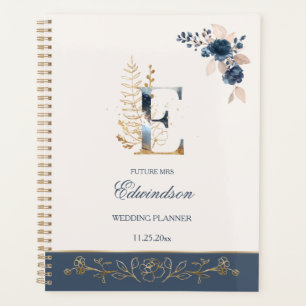 Aquarelle marine bleu & or rose Wedding planner