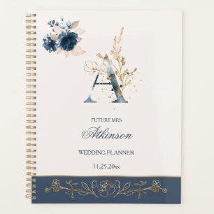 Aquarelle marine bleu & or rose Wedding planner