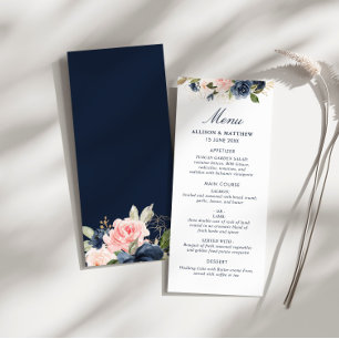 aquarelle marine et mariage floral roux menu