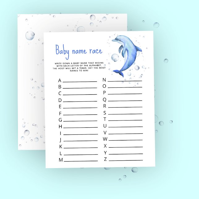 Aquarelle marine - Jeu de course de noms de bébé (Créateur téléchargé)