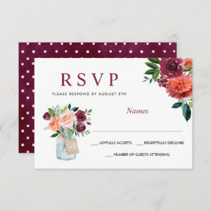 Aquarelle Marsala Bourgogne Mason Jar Floral RSVP