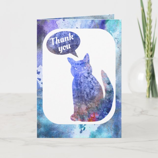 Aquarelle Merci Bleu Et Blanc (Devant)