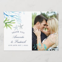 Aquarelle Merci de mariage de plage d'algues