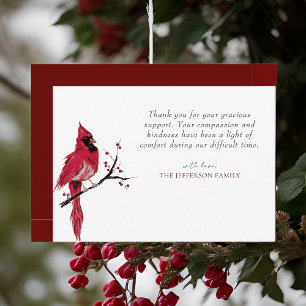 Aquarelle Merci funéraire cardinal rouge