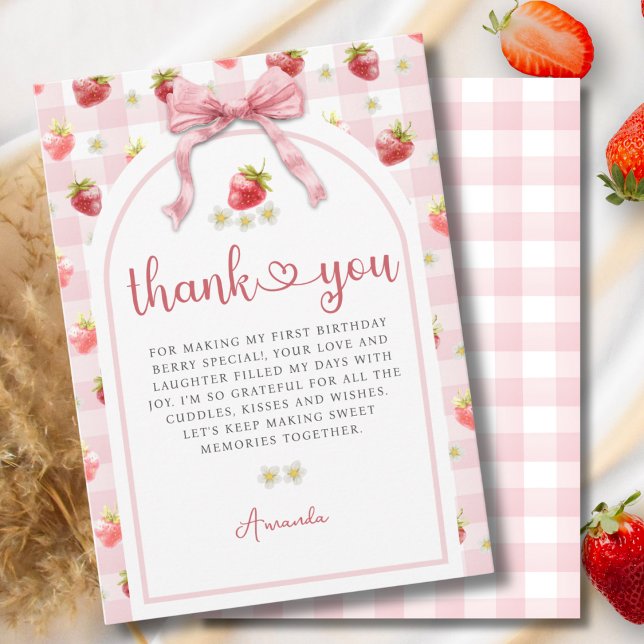 Aquarelle Merci pour l'anniversaire à la fraise  (Créateur téléchargé)