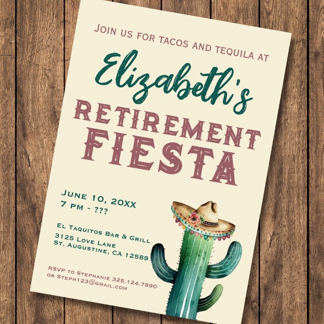 Aquarelle mexicaine Fiesta Retraite Invitation (Créateur téléchargé)