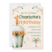 Aquarelle mignonne 1er Anniversaire Cupcake & Cade