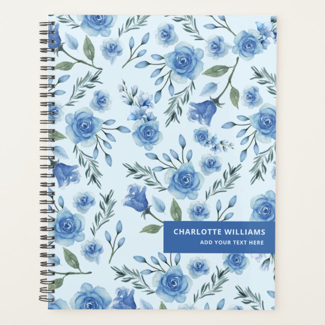 Aquarelle mignonne Bleu Motif Floral (Devant)