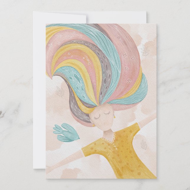 Aquarelle mignonne fille de dessin animé. Imaginai (Devant)