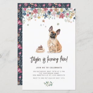 Aquarelle mignonne French Bulldog Invitation d'ann