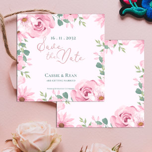 Aquarelle mignonne Mariage rose floral Enregistrer