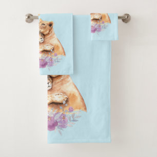 Aquarelle mignonne Mère Lion & Cub