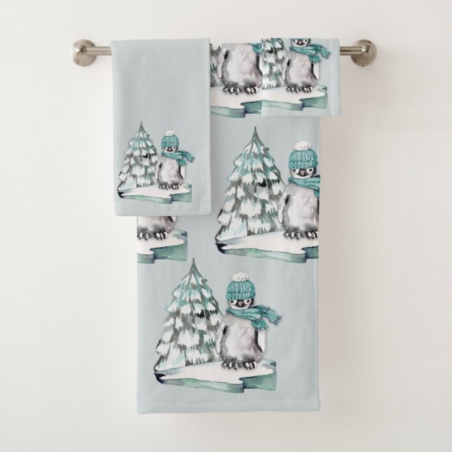 Aquarelle mignonne Pingouin arctique Pine des neig (En situation)