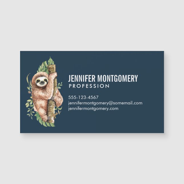 Aquarelle mignonne Sloth & Feuilles tropicaux (Devant)