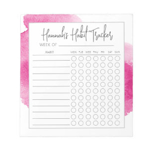 Aquarelle Mini Script Habit Tracker Bloc-notes