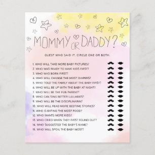 Aquarelle minimale Baby shower rose maman ou papa