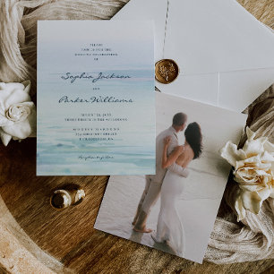 Aquarelle Minimale Plage Mariage Invitation
