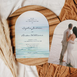 Aquarelle Minimale Plage Mariage Invitation