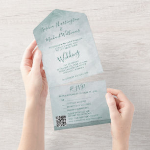 Aquarelle minimale tout en un mariage Invitation