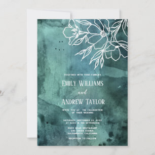 Aquarelle minimaliste invitation magnolia