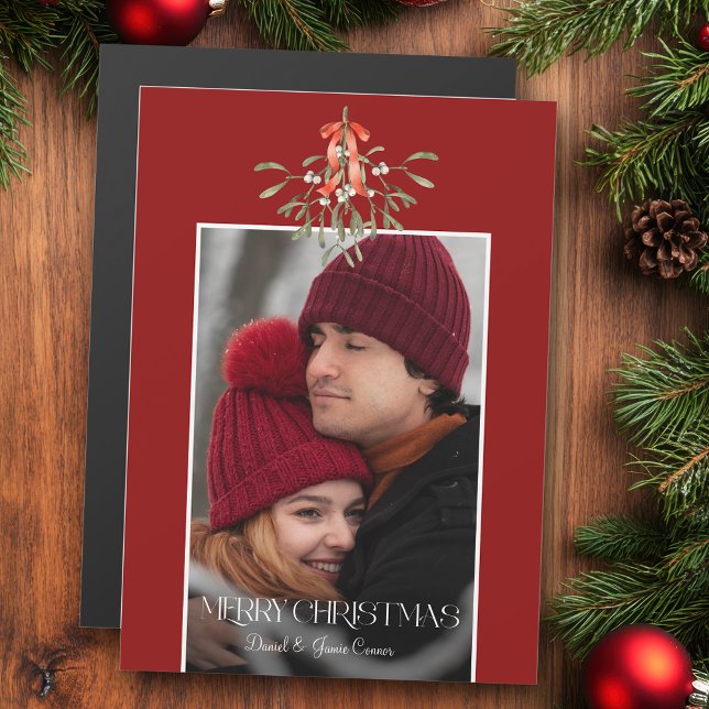 Aquarelle minimaliste Mistletoe photo de Noël (Créateur téléchargé)