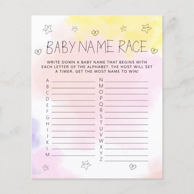 Aquarelle minimaliste rose Nom Baby shower Jeu (Devant)