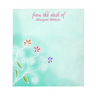 Aquarelle Mint avec Bloc-notes Fleurs Whimsical