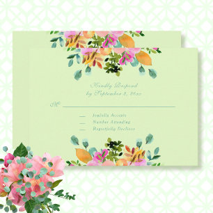 Aquarelle Mint vert rose rose Floral Mariage RSVP