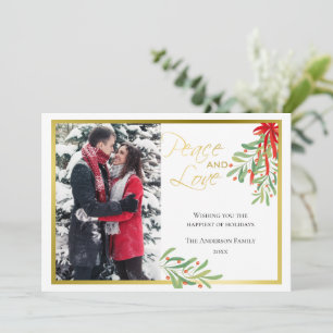 Aquarelle Mistletoe & Or   Carte photo de vacances