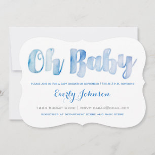 Aquarelle moderne bébé garçon douche Invitations
